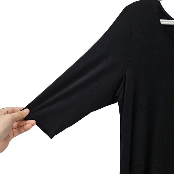 Eileen Fisher Jersey Knit Scoop Neck Tunic Top Black Women’s Size M Minimalist - Picture 4 of 9
